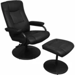 TV armchair with footstool artificial leather black