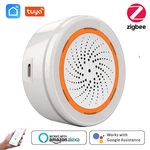 NEO Tuya Zigbe Siren Alarm APP Remote On/Off Control 90dB Sound Light Alarm with Temperature Humidity Sensor Smart Home