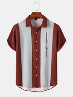 Mens Arrow Printed Block Front Buttons Short Sleeve Shirts