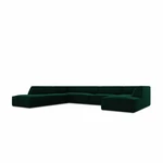 Sedemmiestna zamatová pohovka Ruby Panoramic, farba zelená