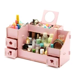 Cosmetics Storage Box Desktop Makeup Box Table Organiser Holder Box Drawer Type Multilayer Division with Mirror Display