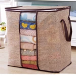 JanoliaFoldable Clothes Storage Bag Clothes Quilts Divider Organizer High Capacity Folding Bamboo Bags Bed Under Close