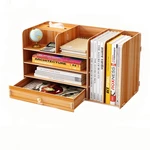 B06-L Desktop Wooden Storage Box Multi-layer Storage Racks with 1 Drawer File Books Shelf Bookshelf Pens Pencils Holder