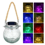 20/30 LED Solar Crack Glass Jar Fairy String Lamp Waterproof Outdoor Garden