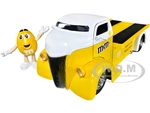 1947 Ford COE Flatbed Truck Yellow Metallic with White Top and Yellow M&amp;M Diecast Figure "M&amp;Ms" "Hollywood Rides" Series 1/24 Diecast Model C
