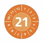 AVERY Zweckform inspekční štítky s ročním číslem (2021), fólie, která se nedá odlepit, Ø 20 mm, ručně popisovatelná, oranžová 6945-2021 (Ø) 20 mm