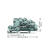 Patrová instalační svorka WAGO 2003-7659, osazení: LT, L, pružinová svorka, 5.20 mm, šedá, 50 ks