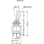 Miniaturní páčkový spínač Miyama MS 500-BC-F, 125 V/AC, 6 A, 2x zap/zap, 1 ks