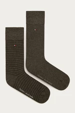 Ponožky Tommy Hilfiger 2-pak pánske, hnedá farba, 100001496,