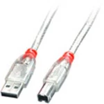 Kabel LINDY LINDY USB 2.0 Kabel Typ A/B, transparent 41754, 3.00 m, transparentní