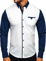 Cămașă elegantă bărbați bleumarin Bolf 5726