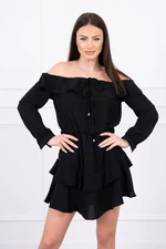 Off-the-shoulder dress with a tied neckline black