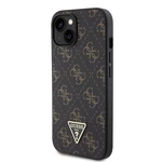 Zadní kryt Guess PU Leather 4G Triangle Metal Logo pro Apple iPhone 15, černá
