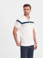 Ombre Men's polo shirt with tricolor stripes - white