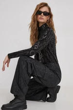 Kalhoty Calvin Klein Jeans dámské, černá barva, široké, high waist, J20J222596
