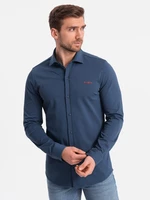 Ombre Men's cotton single jersey knit REGULAR shirt - blue