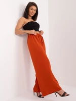 Brick red light fabric palazzo trousers with ties