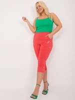 Coral 3/4 plus size trousers with pockets