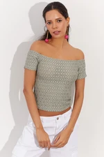 Cool & Sexy Women's Mint Scalloped Crop Top