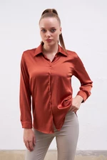 Gusto Satin Shirt - Brown