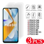 3Pcs Tempered glass For xiaomi Poco M5 C50 C51 C55 screen protector For Poco F5 Pro C40 M4 5G M3 C31 protective film Smartphone