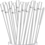 20-Pack Reusable Hard Plastic Clear Straws 9 Inch Tumbler Straws with Cleaning Brush 230mm Drinking Straw for 20 30 40oz Tumbler