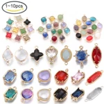 1~10PCS Glass Faceted Links Mixed Color Link Brass Findings Link for Jewelry Making for fashion jewelry