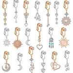 Moon Leaves Cartilage Earring Clip Faux Fake Belly Star Fake Belly Piercing Heart Clip On Umbilical Navel Fake Pircing Jewerly