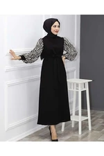 HAKKE Zebra vzorované dlhé hidžábové šaty - čierna Zeraa-678