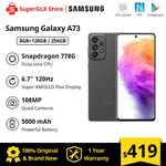 100% New Original Samsung Galaxy A73 5G Smartphone Snapdragon 778G 120Hz Super AMOLED Plus 5000mAh Battery 108MP Quad Cameras