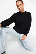 Trendyol Black Relaxed/Comfortable fit Basic Raglan Sleeve Crew Neck Knitted Sweatshirt