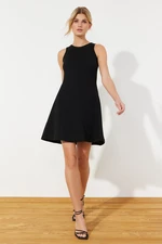 Trendyol Black Zero Sleeve Skater/Waist Open Knitted Mini Dress