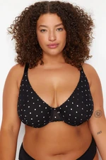 Trendyol Curve Black Polka Dot Stranded Mesh Plus Size Bra