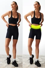 Trendyol Premium Black Matte Quality 2Slimming Abdominal and Basen with Layer Knitted Sports Shorts Leggings