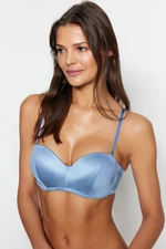 Trendyol Blue Polyamide Filled Strapless Knitted Bra with Removable String Straps