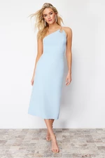 Trendyol Light Blue Fitted Woven Shiny Stone Elegant Evening Dress