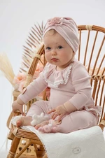 Detská čiapka Jamiks TELIKA ružová farba biela, z tenkej pleteniny