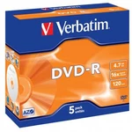 Verbatim DVD-R, Matt Silver, 43519, 4.7GB, 16x, jewel box, 5-pack, bez možnosti potisku, 12cm, pro archivaci dat