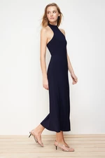 Trendyol Navy Blue Barter Neck Body Fitted Flexible Knitted Midi Pencil Dress