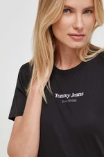Bavlnené tričko Tommy Jeans dámsky,čierna farba,DW0DW17359