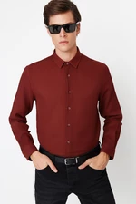 Trendyol Claret Red Men's Slim Fit Textured Easy-to-Iron Shirt