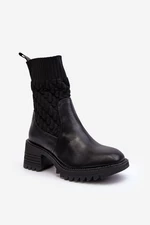Women's boots with chunky heels and sock black Briogen