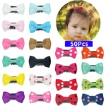 10-50Pcs/lot Candy Color Baby Mini Bow Hair Clips Safety Hair Pins Barrettes for Children Girls Kids Ribbon Hair Accessories