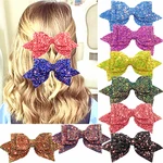 14*7 CM Glitter Sequins Dovetail Bowknot Children Bangs Hairpins DIY Handmade Bows Toddler Headwear Sweet Kids Hair Accessories