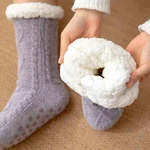 Thickened Winter Woven Thermal Cashmere Socks Floor Socks Women's Carpet Home Plus Socks Velvet Sleep Socks Slippers Leg Cover