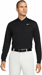 Nike Dri-Fit Victory Solid Mens Long Sleeve Polo Black/White L