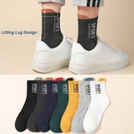 5 Pairs/Lot Men Fashion Letter Medium Tube Socks Autumn And Winter High Quality Breathable Sweat-absorbing Comfortable Socks