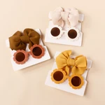 Baby Sunglasses Headband Lot UV400 Matte Sun Flower Shade Eyewear Kids Cotton Big Bows Nylon Hairband Girl Boy Beach Accessory