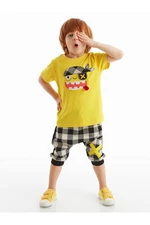 Denokids Pirate Plaid Boy's T-shirt Capri Shorts Set