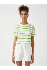 Koton Striped Crewneck Short Sleeved Basic T-Shirt